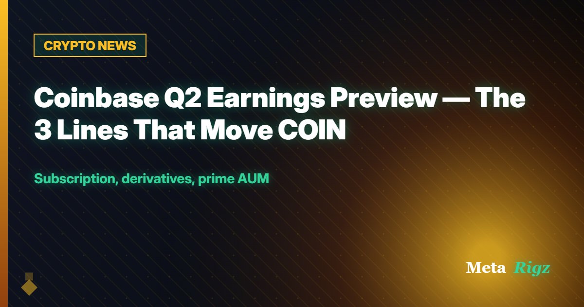 CRYPTO NEWS: Coinbase Q2 Earnings Preview — The 3 Lines That Move COIN