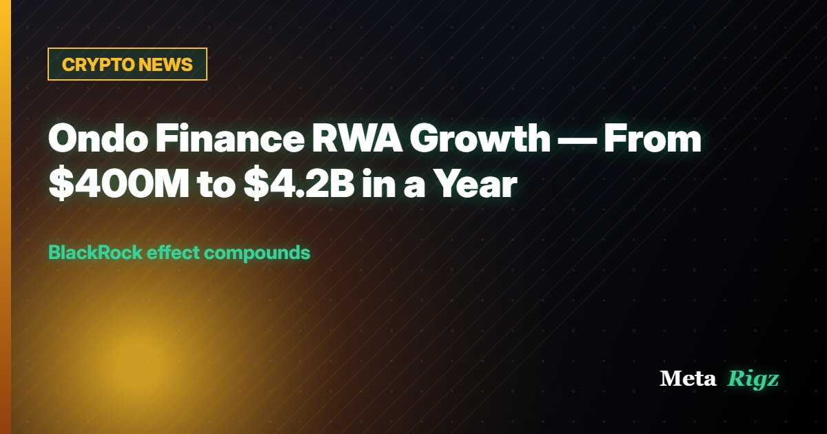 CRYPTO NEWS: Ondo Finance RWA Growth — From $400M to $4.2B in a Year