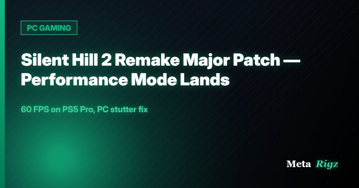 PC GAMING: Silent Hill 2 Remake Major Patch — Performance Mode Lands